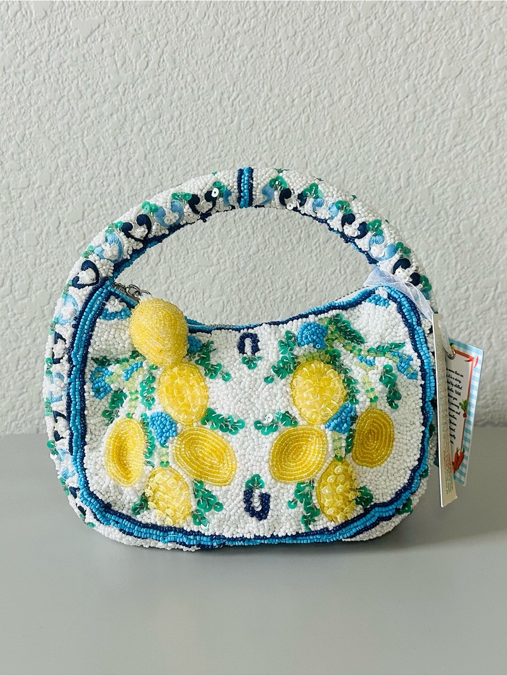 NEW Tik Tok Viral Hand Made in India Beaded Lemon Accent Bag